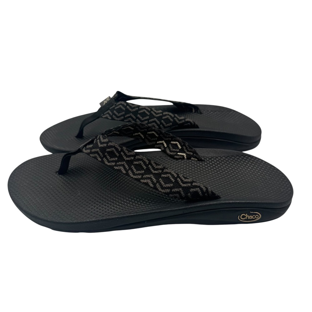Chaco Mens Flip Flop Sandals Black Grey Geometric Webbing  Size 12